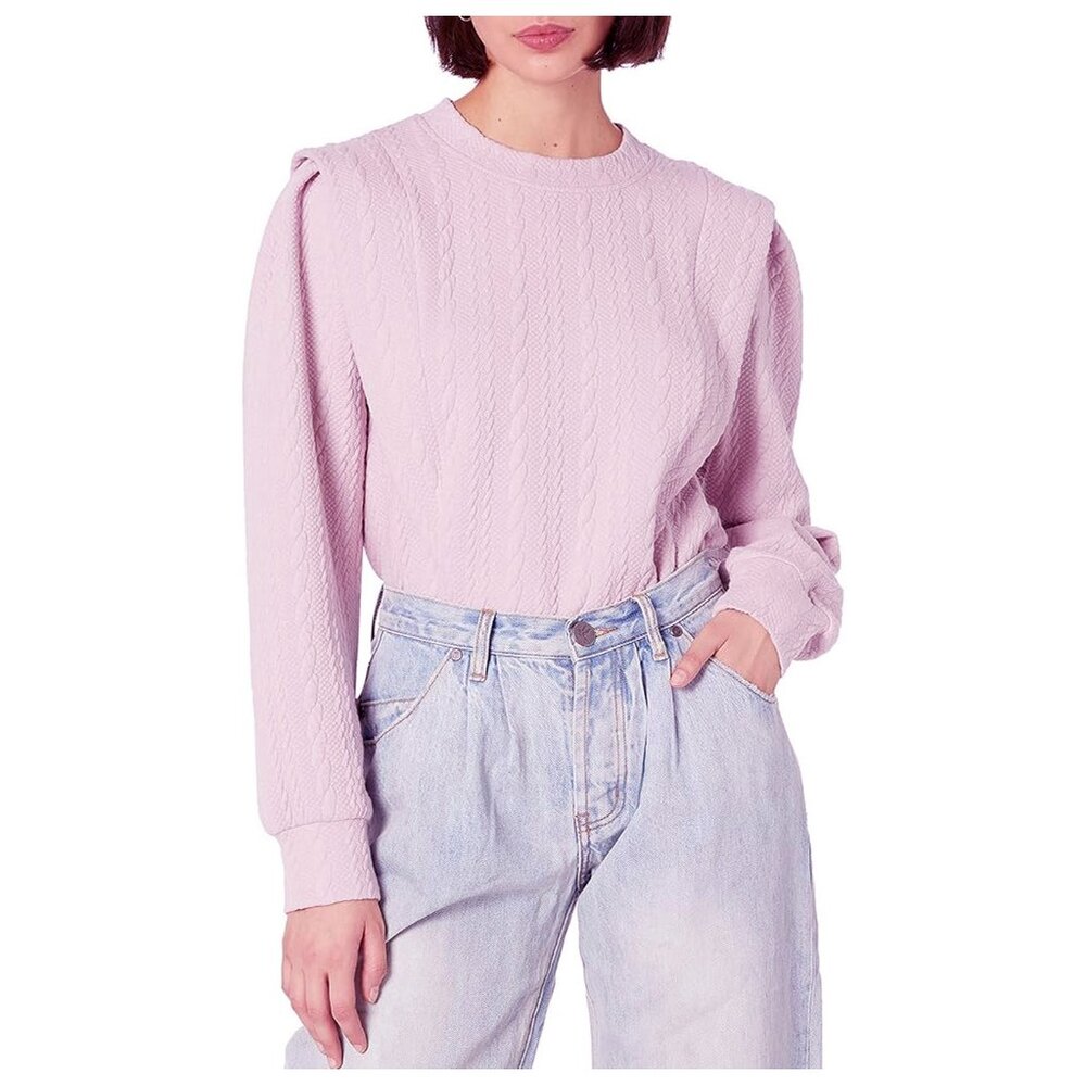 NWT BLANKNYC Ladies Crewneck Pullover Pink Puff Long Sleeve Sweatshirt, Size M
